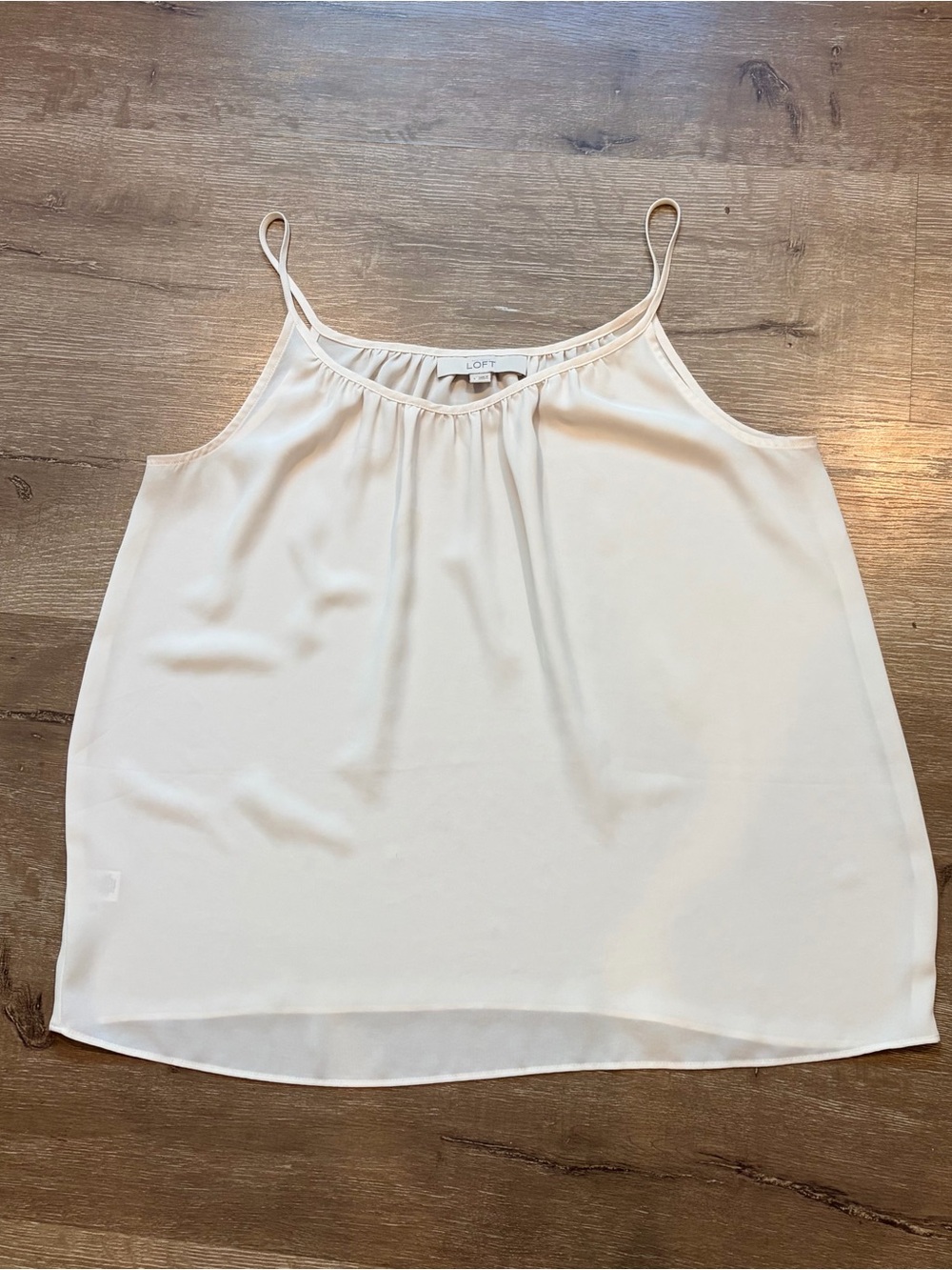 LOFT Cream Spaghetti-Strap Silk-Look Cami oversized loose fit Sz Small
